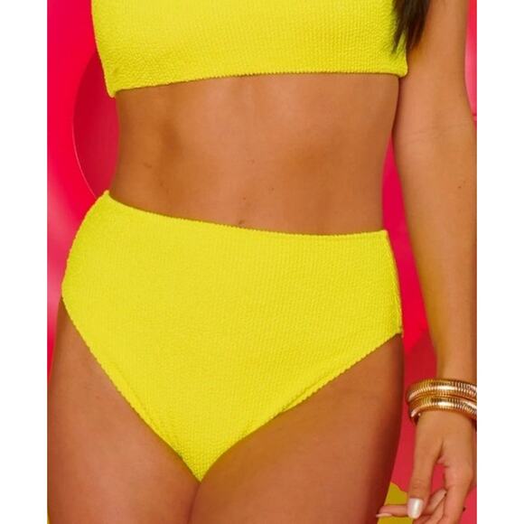 Show Me Your Mumu Sail Bikini Bottom in Highlighter Yellow L NWT - Picture 3 of 8